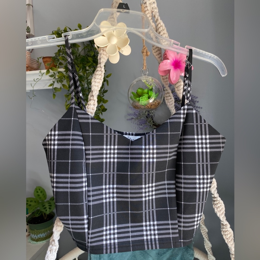 Love Tree Monochrome Plaid Cami